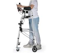 LSRFXF Ayuda para la Movilidad Caminando con Frenos, Andador Vertical Plegable con Asiento, Andador Vertical de Rehabilitación Ajustable en Altura para Adultos Mayores Discapacitados