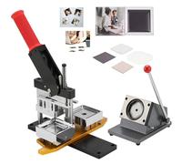 LSRFXF Cortador de Papel y Juego Suministros para Hacer Botones Cuadrados, Botón de Insignia con Foto Insignia, Máquina para Hacer Botones Magnéticos de Nevera de Forma