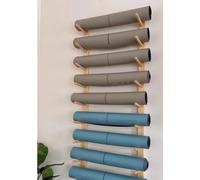 LSRFXF Estante de Madera de Almacenamiento para Esterilla de Yoga, Colgador de Pared para Esterilla de Ejercicio Soporte de Pared con Rodillo de Espuma, Práctico Organizador de Fitness