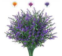 LSRVNM 12 Ramo de Flores Artificiales de Lavanda, Flores Falsas de Plastico, Resistentes a los Rayos UV, Arbustos Artificial para Boda Porche Jardín Fiesta Decoración (Púrpura)