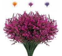 LSRVNM 12 Ramo de Flores Artificiales de Lavanda, Flores Falsas de Plastico, Resistentes a los Rayos UV, Arbustos Artificial para Boda Porche Jardín Fiesta Decoración (Rojo púrpura)