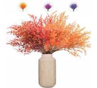 LSRVNM 12 Ramo de Flores Artificiales de Lavanda, Flores Falsas de Plastico, Resistentes a los Rayos UV, Arbustos Artificial para Boda Porche Jardín Fiesta Decoración (Naranja)