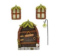 LSRVNM 4 Piezas Puertas Hadas Decoración Árboles, Puerta Resina Miniatura, Puertas Hadas Jardín, Arte Jardín, Decoración Estatua, Brilla en la Oscuridad, para Árboles, Jardín, Exterior
