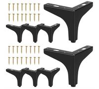 LSRVNM 8 Piezas 10cm Negro Patas para Muebles, Carga hasta 200 KG DIY Muebles Metal con Tornillos, para Sofá, Mesita de Noche, Cómodas, Mueble de TV, Armario