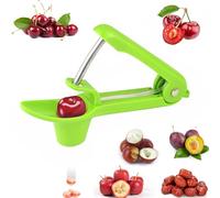 LSRVNM Deshuesador de Cerezas, Herramienta para Quitar Hoyos de Cereza, Cerezo Removedor con Acero Inoxidable, Deshuesadora de Cerezas para Hacer Mermeladas y Gelatina (Verde)