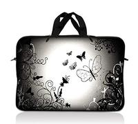 LSS Funda de neopreno para tablet portátil con asa oculta para Apple iPad 1, iPad 2, iPad 3, Kindle Fire, Samsung Galaxy Tablet, Asus Eee Pad, Acer Iconia Tab, Acer Aspire One, Dell Inspiron Mini, Samsung N145, Toshiba, Kindle DX, Lenovo S205, HP Touchpad Mini 210 8" 8" 9" 10" 10" .4 cm 2 Netbook de 2,3 pulgadas, mariposa de color oscuro