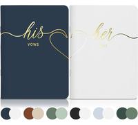 LSSH GmbH Libros de votos de boda, libros de votos originales para él y ella, esenciales de boda perfectos para tu día de boda, 28 páginas, 5.5 x 4 pulgadas (azul marino y blanco)
