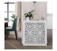 LSSHQ Cubre Radiadores Blanco con Rejilla Lamas, Cubierta Radiador para Sala Estar y Baño, Organizador Portátil Madera Diseño Almacenamiento Protector(39.3x35.4x7.8in/100x90x20cm)