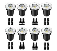 LSSHQ Focos led Exterior empotrables Suelo con Conectores IP67 a Prueba de Agua Blanco cálido 12V bajo Voltaje para Entrada de Auto, Cubierta, escalón, iluminación Exterior de jardín