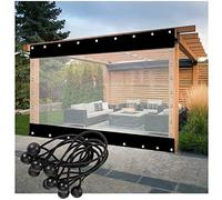 LSSHQ Panel Lateral de PVC Transparente 0,5mm Cortinas Terraza Toldo Lateral Cortinas Impermeables para Exteriores. con Ojales (Color : Transparente+Negro, Size : 1.50x2m)