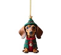LSTTBO Adorno de Navidad de perro salchicha 2024, divertido colgante para amantes del árbol de Navidad, idea de regalo