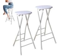 LSUAOSSUE Taburete de Bar Plegable, Taburete de Bar Plegable 61 cm, 71 y 76 Altura con reposapiés. Cocina(White 2pcs,70cm/28inch)
