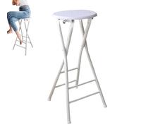 LSUAOSSUE Taburete de Bar Plegable, Taburete de Bar Plegable 61 cm, 71 y 76 Altura con reposapiés. Cocina(White,60cm/24inch)