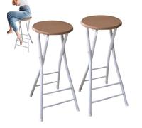 LSUAOSSUE Taburete de Bar Plegable, Taburete de Bar Plegable 61 cm, 71 y 76 Altura con reposapiés. Cocina(Natural 2pcs,70cm/28inch)