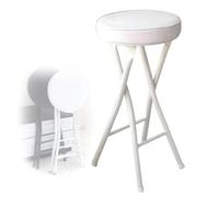 LSUAOSSUE Taburete de Bar Plegable, Taburete de Bar Plegable Acolchado for Adultos, Altura mostrador, 63 cm/25 Pulgadas, tapizado en PU(White)
