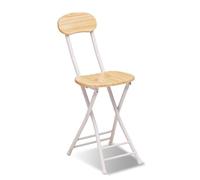 LSUAOSSUE Taburete de Bar Plegable, Taburete de Bar Plegable portátil 18 Pulgadas con Respaldo y reposapiés. Desayuno for Cocina(Natural)