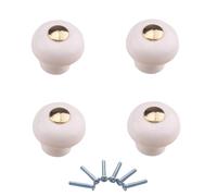 LSUAOSSUE Tiradores y manillas de aleación para armarios, Tiradores de cerámica for gabinetes, paquete 4, dorados, un solo orificio(1910-single Hole)