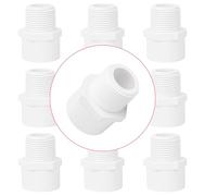 Lswteiz Paquete de 8 adaptadores macho de PVC de 1 pulgada (enchufe x rosca de tubo macho) adaptador de manguera de PVC de 2 vías con rosca de manguera macho de 1 pulgada, programa 40, blanco