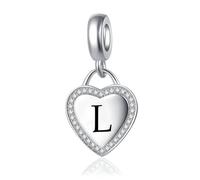 LSxAB Abalorio colgante con letra inicial A-Z y corazón, compatible con pulseras Pandora para mujer, Cobre, No es una piedra preciosa