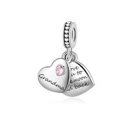 LSxAB Abalorio colgante de corazón con texto en inglés "I Love You to The Moon and Back" para mamá, hija, nieta, compatible con pulseras y collares Pandora, Cobre, No es una piedra preciosa