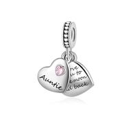 LSxAB Abalorio colgante de corazón con texto en inglés "I Love You to The Moon and Back" para mamá, hija, nieta, compatible con pulseras y collares Pandora, Cobre, No es una piedra preciosa