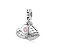 LSxAB Abalorio colgante de corazón con texto en inglés "I Love You to The Moon and Back" para mamá, hija, nieta, compatible con pulseras y collares Pandora, Cobre, No es una piedra preciosa
