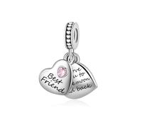 LSxAB Abalorio colgante de corazón con texto en inglés "I Love You to The Moon and Back" para mamá, hija, nieta, compatible con pulseras y collares Pandora, Cobre, No es una piedra preciosa