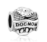 LSxAB Abalorio con diseño de huella de perro en mi corazón, compatible con pulseras Pandora, Cobre, No es una piedra preciosa