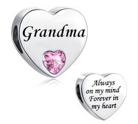 LSxAB Abalorio de acero inoxidable con texto en inglés "Always on My Mind Forever in My Heart" para mamá, hija, mejor amiga, nieta, compatible con pulseras Pandora, Cobre, No es una piedra preciosa