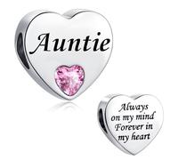 LSxAB Abalorio de acero inoxidable con texto en inglés "Always on My Mind Forever in My Heart" para mamá, hija, mejor amiga, nieta, compatible con pulseras Pandora, Cobre, No es una piedra preciosa