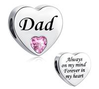 LSxAB Abalorio de acero inoxidable con texto en inglés "Always on My Mind Forever in My Heart" para mamá, hija, mejor amiga, nieta, compatible con pulseras Pandora, Cobre, No es una piedra preciosa