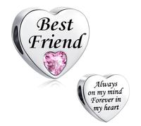 LSxAB Abalorio de acero inoxidable con texto en inglés "Always on My Mind Forever in My Heart" para mamá, hija, mejor amiga, nieta, compatible con pulseras Pandora, Cobre, No es una piedra preciosa