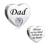 LSxAB Abalorio de acero inoxidable para mamá, hija, mejor amiga, nieta, tía, Always on My Mind Forever in My Heart compatible con pulseras Pandora, Cobre, No es una piedra preciosa