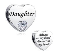 LSxAB Abalorio de acero inoxidable para mamá, hija, mejor amiga, nieta, tía, Always on My Mind Forever in My Heart compatible con pulseras Pandora, Cobre, No es una piedra preciosa