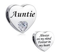 LSxAB Abalorio de acero inoxidable para mamá, hija, mejor amiga, nieta, tía, Always on My Mind Forever in My Heart compatible con pulseras Pandora, Cobre, No es una piedra preciosa