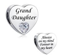 LSxAB Abalorio de acero inoxidable para mamá, hija, mejor amiga, nieta, tía, Always on My Mind Forever in My Heart compatible con pulseras Pandora, Cobre, No es una piedra preciosa