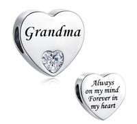 LSxAB Abalorio de acero inoxidable para mamá, hija, mejor amiga, nieta, tía, Always on My Mind Forever in My Heart compatible con pulseras Pandora, Cobre, No es una piedra preciosa