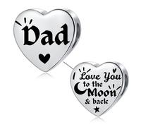 LSxAB Abalorio de acero inoxidable para pulseras Pandora con texto en inglés "I Love You to the Moon and Back", Cobre, No es una piedra preciosa