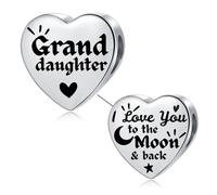 LSxAB Abalorio de acero inoxidable para pulseras Pandora con texto en inglés "I Love You to the Moon and Back", Cobre, No es una piedra preciosa