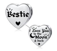 LSxAB Abalorio de acero inoxidable para pulseras Pandora con texto en inglés "I Love You to the Moon and Back", Cobre, No es una piedra preciosa