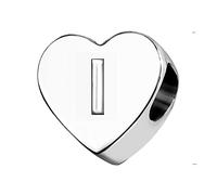 LSxAB Abalorio de corazón con letra de amor con inicial A-Z, nombre del alfabeto, palabra, aniversario, compatible con pulseras Pandora, Metal, No es una piedra preciosa
