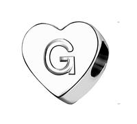 LSxAB Abalorio de corazón con letra de amor con inicial A-Z, nombre del alfabeto, palabra, aniversario, compatible con pulseras Pandora, Metal, No es una piedra preciosa