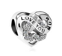 LSxAB Abalorio de corazón con piedra natal de enero a diciembre para madre, compatible con pulseras Pandora, Metal, No es una piedra preciosa