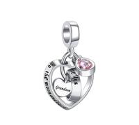 LSxAB Abalorio de corazón con texto en inglés "I Love You to The Moon and Back" para mamá e hija, miembros de la familia, compatible con pulseras Pandora, Cobre, No es una piedra preciosa