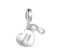 LSxAB Abalorio de corazón infinito para familiares, amigos, hermana, compatible con pulseras Pandora, Cobre, No es una piedra preciosa
