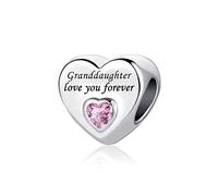 LSxAB Abalorio de corazón rosa para mamá, hija, abuela, amigos, compatible con pulseras Pandora, Cobre, No es una piedra preciosa