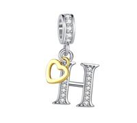 LSxAB Abalorio de plata con corazón compatible con pulseras y collares Pandora, para mujer, joyería de cumpleaños, regalos H