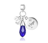 LSxAB Abalorio en forma de lágrima con piedra natal de 12 constelaciones para mujer, horóscopo, signo del zodiaco, encantos de cumpleaños compatibles con pulseras Pandora, Cobre, No es una piedra