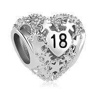 LSxAB Charm de Corazón Amor 50º Feliz Cumpleaños Compatible con Pulseras Pandora, Cobre, No es una piedra preciosa