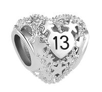 LSxAB Charm de Corazón Amor 50º Feliz Cumpleaños Compatible con Pulseras Pandora, Cobre, No es una piedra preciosa